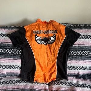 Large women’s Harley Davidson zip up short sleeve